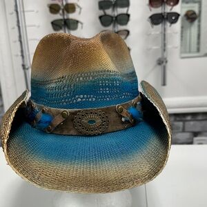 Peter Grimm Blue and Brown Cowboy Hat